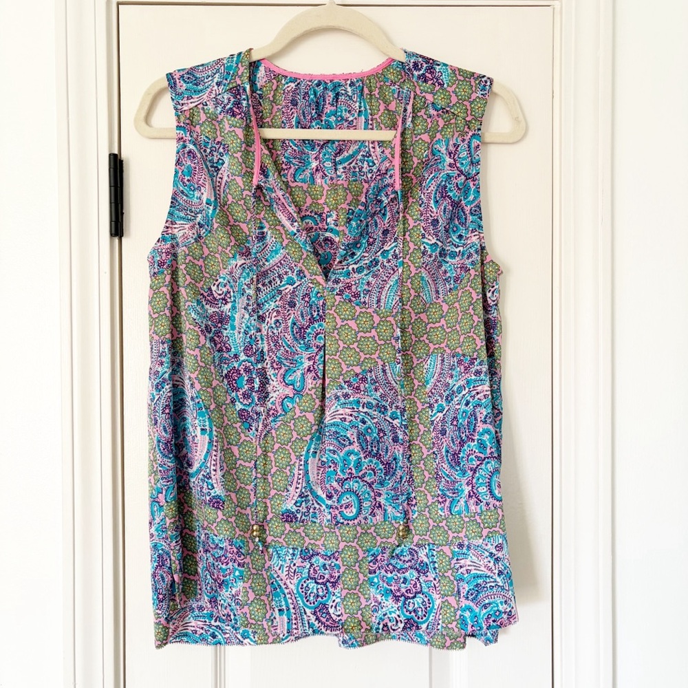 Juicy Couture Silky Paisley Print Sleeveless Blouse size medium